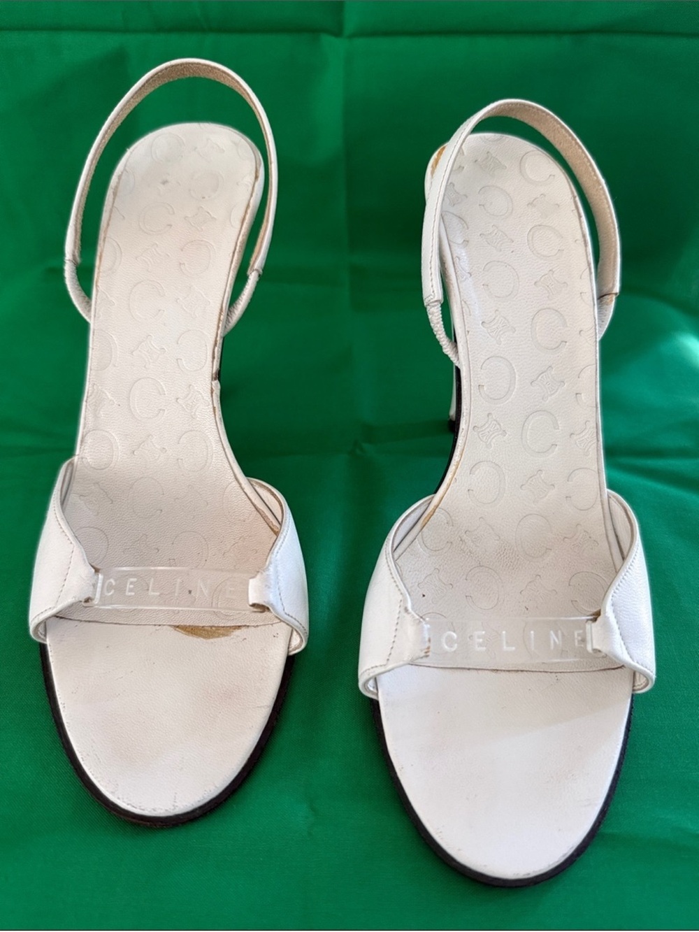 Celine by Phoebe Philo White Leather Slingback Sandals